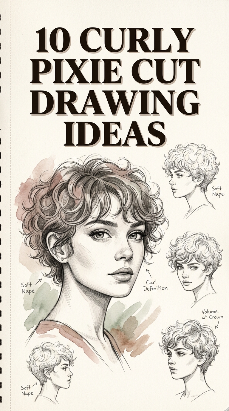 10 Curly Pixie Cut Drawing Ideas